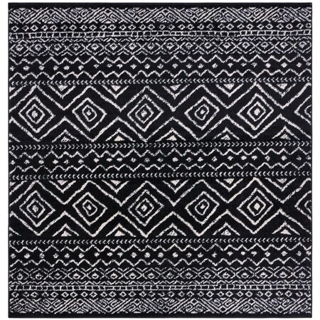 Flowers First 8 x 8 ft. Tulum Bohemian & Contemporary Square Power Loomed Rug Black & Ivory FL1881714